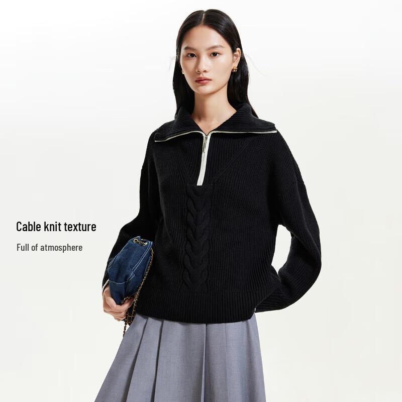 VEROMODA Women's High-Neck Cable Knit Sweater