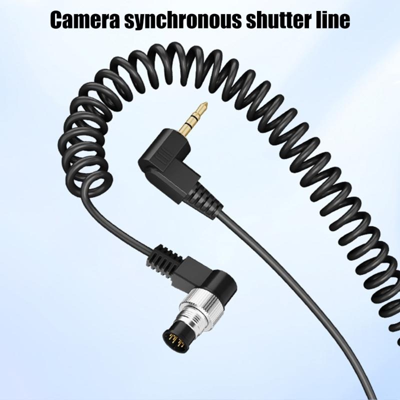 Universal 2.5mm Flash PC Syncing Cable Spring Load Design Wire Compatible for Cameras Flash Photography Accessories