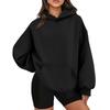 Women's  Fashion Zipper Hoodie Long Sleeve Hooded Pullover Sweatshirt Casual Solid Color Tops With Pockets
