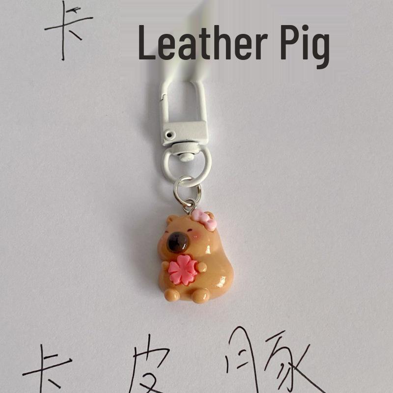 Capybara White Resin Cartoon Keychain - Small Pendant and Bag/Car Accessory