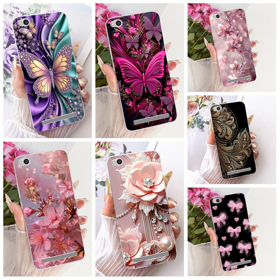 For Cover Xiaomi Redmi 4A 5A 4 4X Go Phone Case Popular Butterfly Flower Soft Slim Silicone Back Cover For Redmi4a Redmi4x Shell