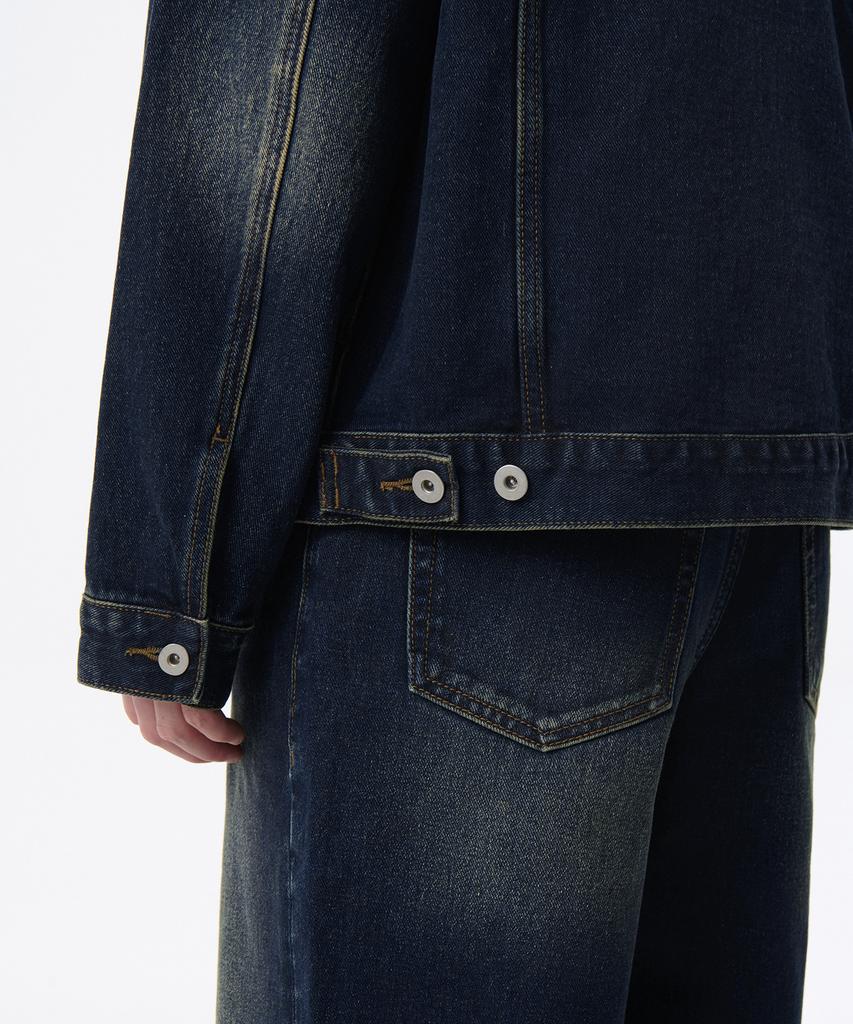 Musinsa Standard Big Brush Relaxed Denim Trucker Jacket [Dark Blue]