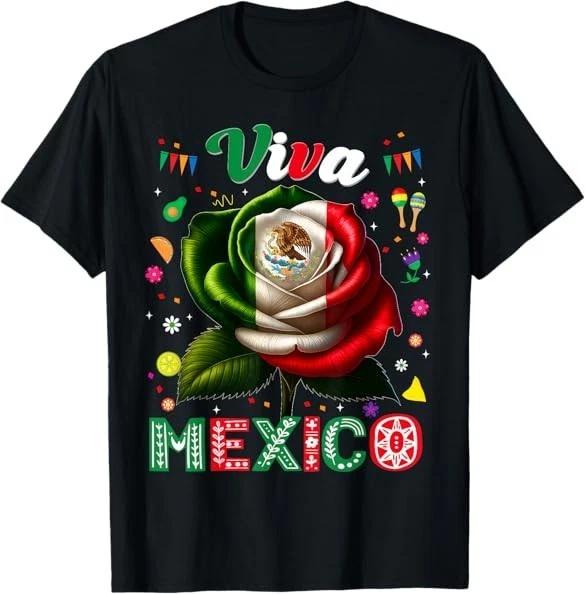 Viva Mexico Флаг Роза Цветок День Независимости Футболка S-3XL XS