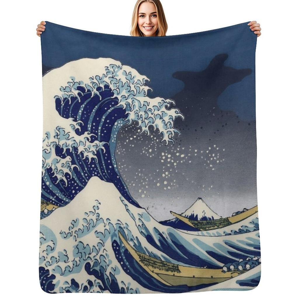 Great Wave: Kanagawa Night Throw Blanket Summer Cool Breathable Blanket for Sleeping