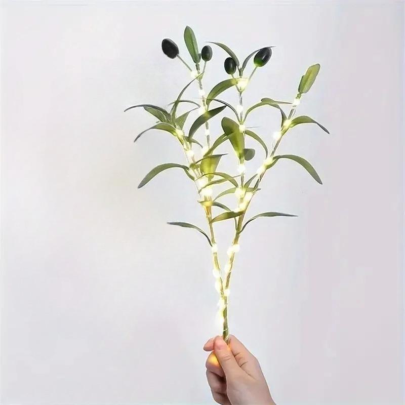 Ramos de Oliveira Artificiais Iluminados Para Vasos, Hastes Decorativas de Folhagem Para Centros de Mesa, Arranjos Florais de Casamento, Decoração de Casa Interior