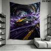 Through Time Muscle Car Speed Tapestry Wallmounted Fashion Print Background Cloth Soft Work Of Art