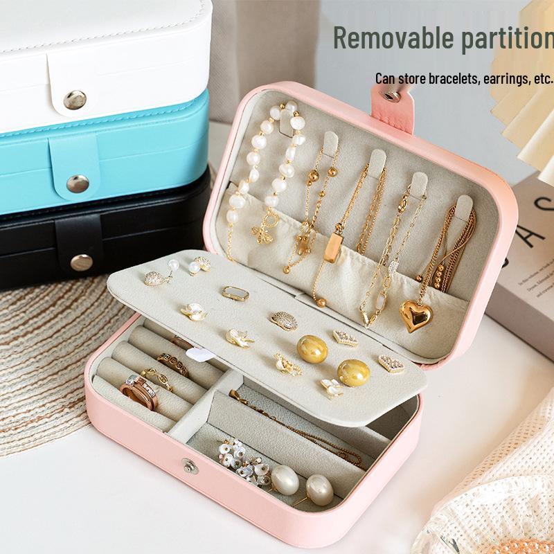Portable Multifunctional Jewelry Storage Box: Dustproof & Anti-Oxidation for Earrings, Rings, and Bracelets.