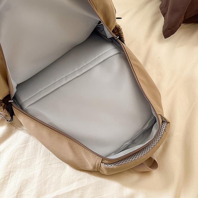 Solid Color Girl's Backpack Junior High School Students School Bag Lightweight Large Capacity Backpack