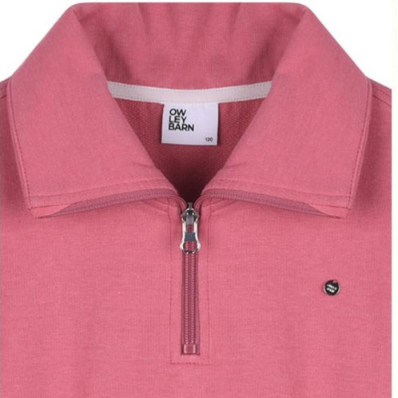  Olivan  Simple Logo Half Zip Up Crop Sweatshirt  Pink 