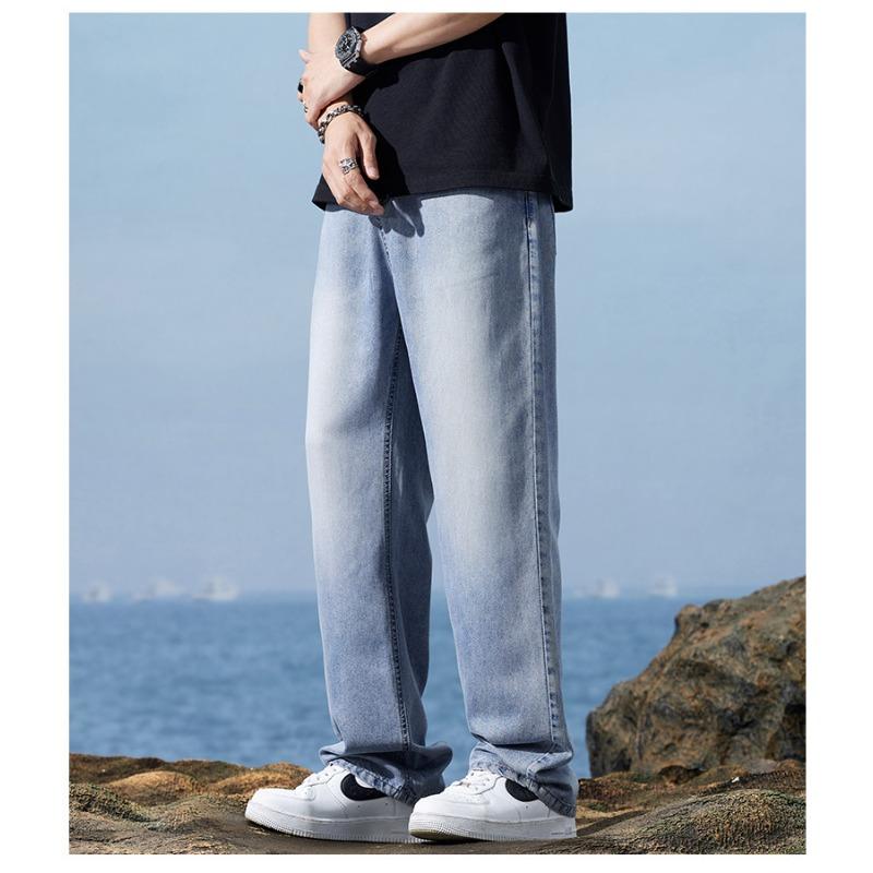 

Летние мужские тонкие джинсы для тенниса, удобные, свободные, прямые, с широкими штанинами, прохладные, сексуальные брюки 4XL