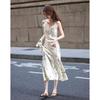 Demana Pearl Luster Acetate Floral Sling Dress