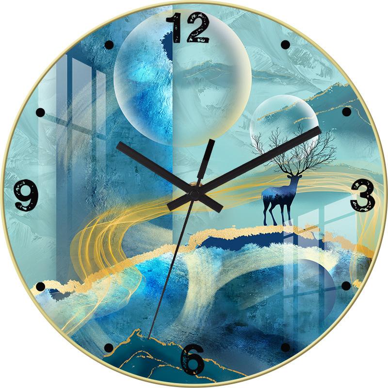 12/14-inch Simple Creative Silent Wall Clock Nordic Fashion Crystal Porcelain Clock Home Living Room Wall-mounted Glass Clock