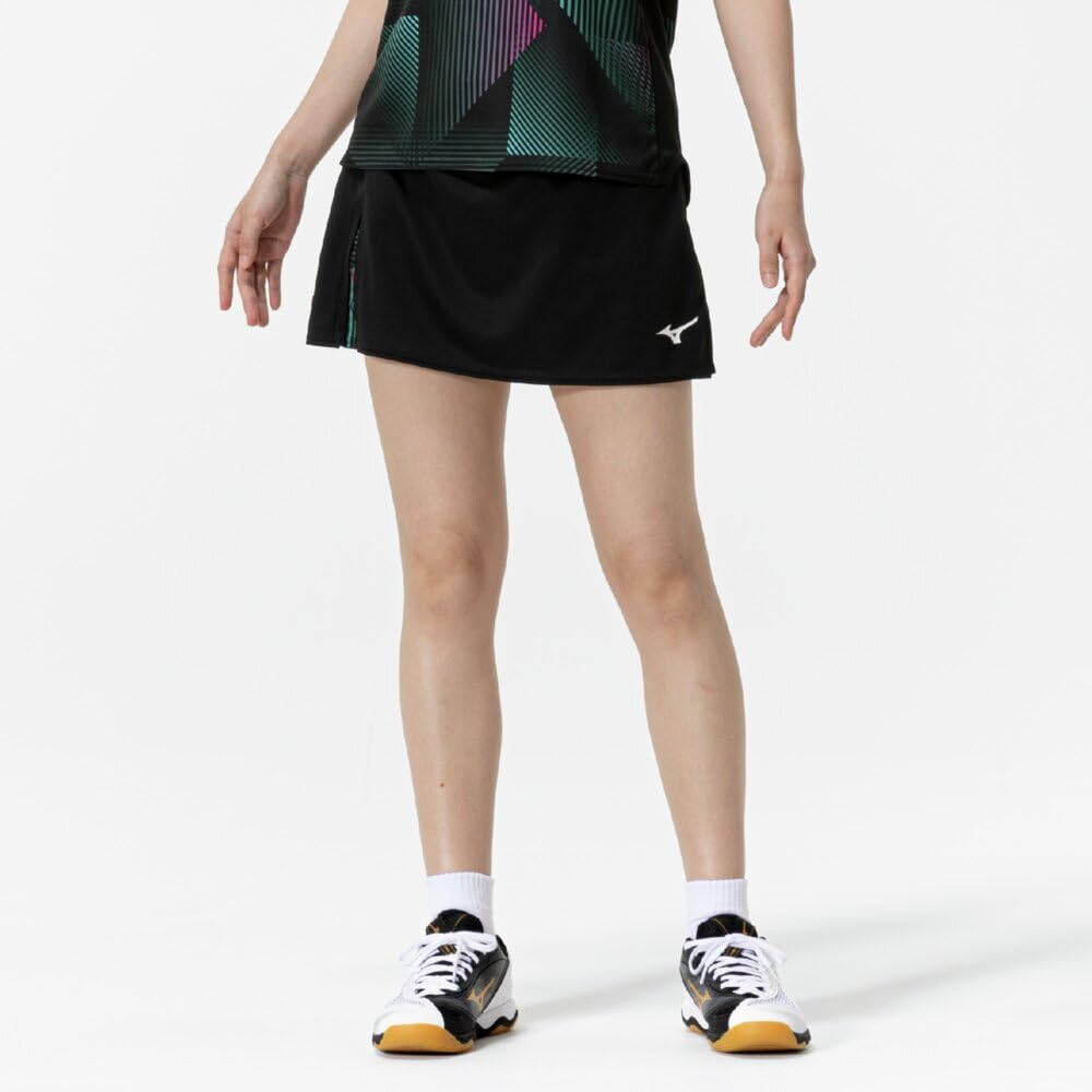 Table Tennis Size 82JBC200 Skirt, Moisture-Wicking, Quick-Drying, Women's, Black, L,