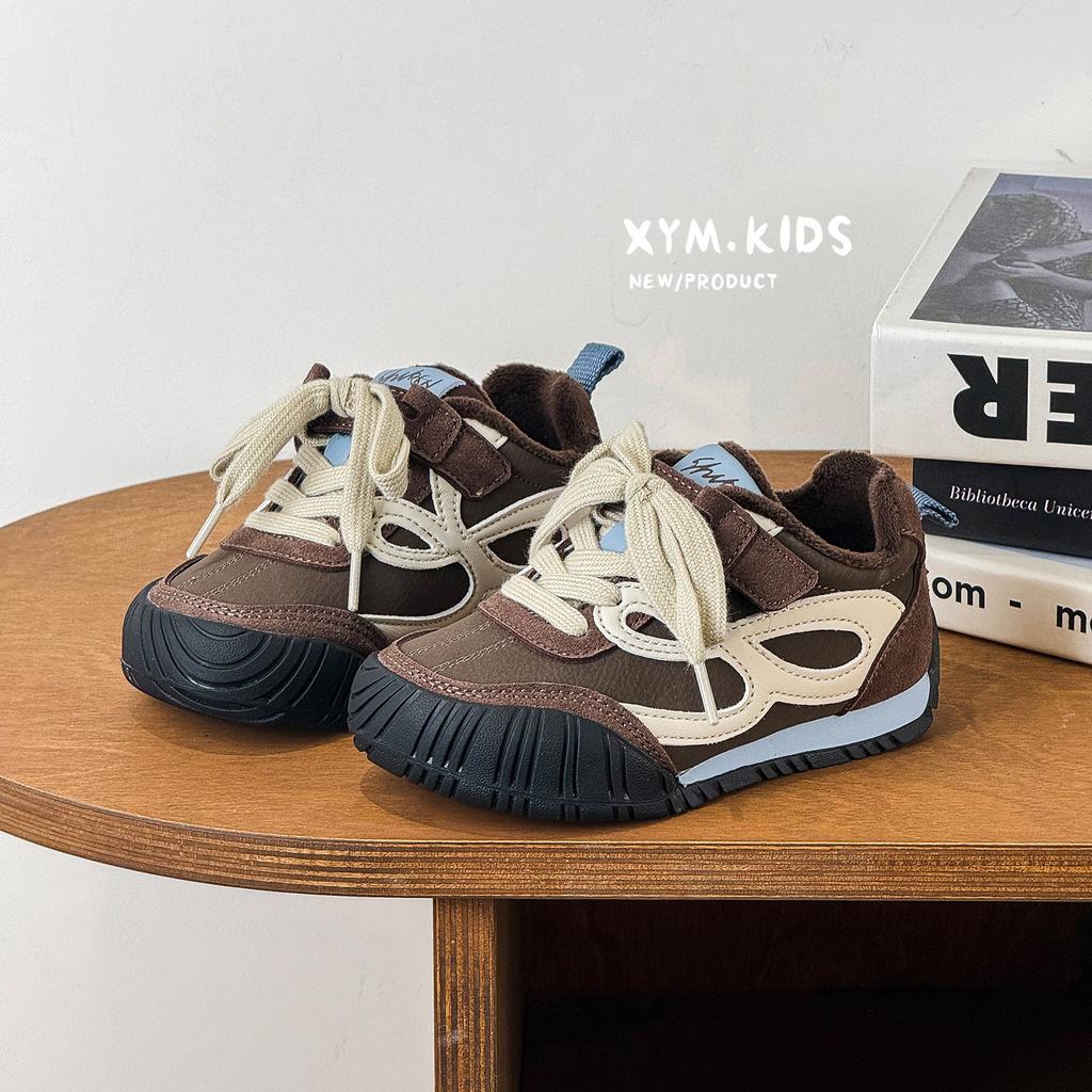 2025 winter new children's Korean version of fashion bag head velvet casual shoes