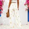 Women Plus Size Black Gold Green Swirl Printed Wide Leg Full Length Loose Pants