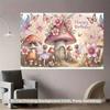 2D Whimsical Fairy Garden with Mushroom House Happy Birthday Backdrop