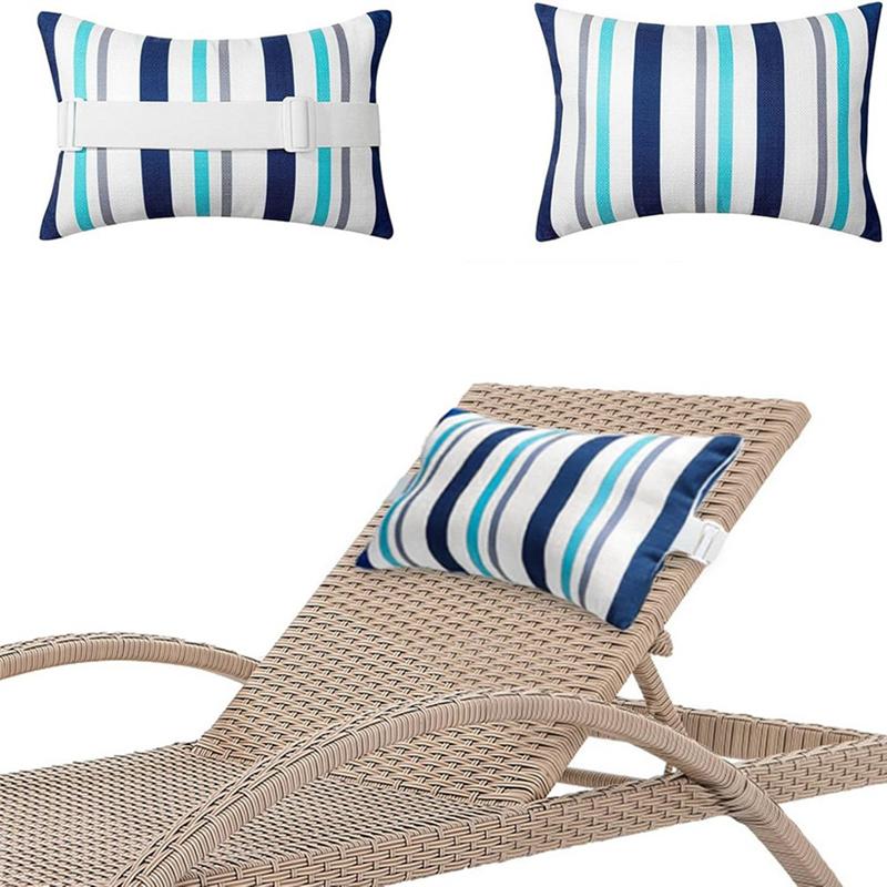 2 Adet Şezlong Baş Yastığı Askılı Dış Mekan Su Geçirmez Boyun Baş Desteği Ayarlanabilir Elastik Bantlı