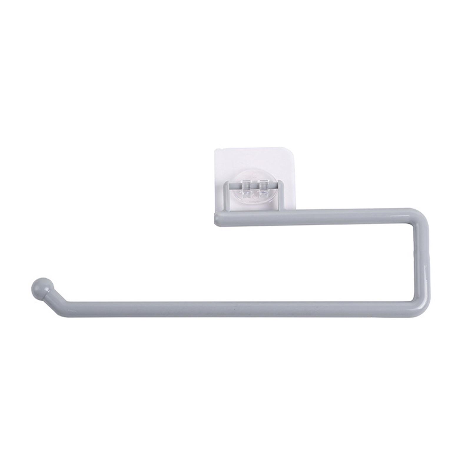 

Toilet Paper Holder Wall Hanging Tissue Roll Dispenser Multifunctional Hook Self-adhesive Towel Rack Save Space L серый