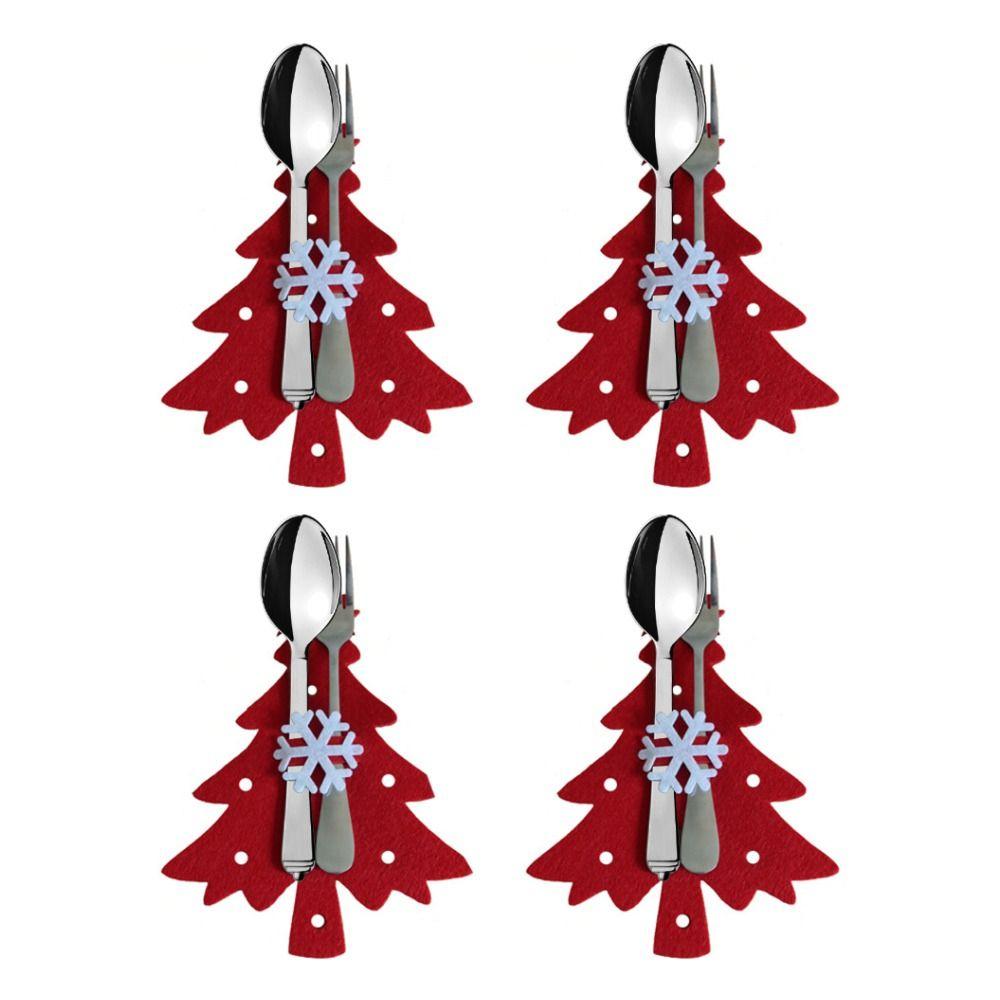 

4 шт. Рождественская елка Рождественский держатель для столовых приборов Рождественский лось Рождественское украшение Подставка для хранения посуды Санта Клаус Рождественская елка