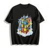 Fun Rubik's Cube Splash Graphic Casual Short Sleeve T-Shirt Pure Cotton T-shirt