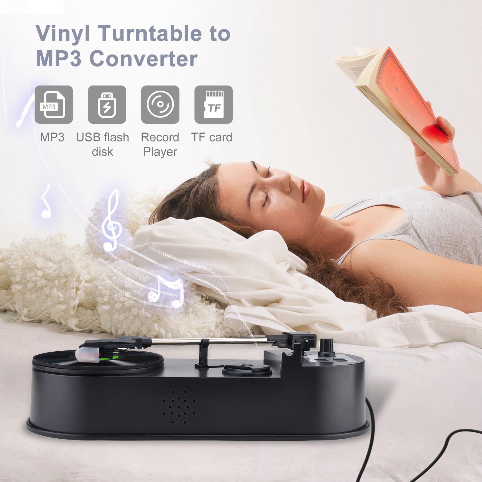 

33 45 PRM LP Turntable to MP3 Converter Vinyl to MP3 Converter Turntable with 5V DC Adapter with SD Card Slot чёрный