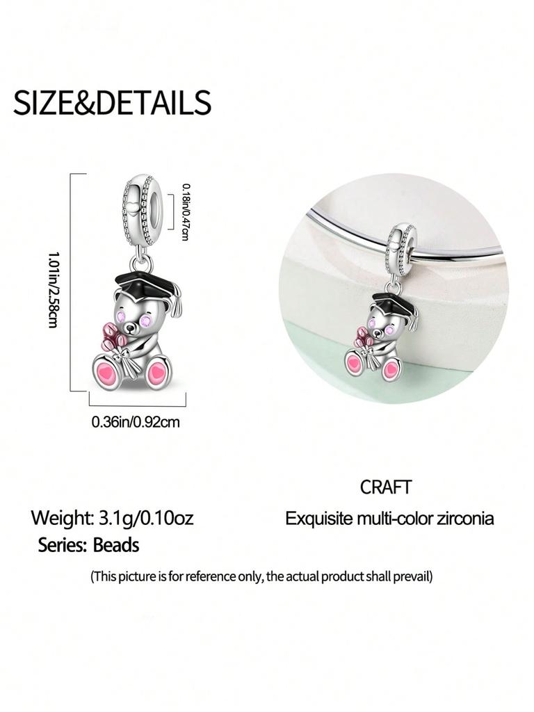 Charms Plata Graduation Cap With Owl And Bear Beads Copper Plated Fit Charms Original Bracelet For Jewelry Making Diy Charm