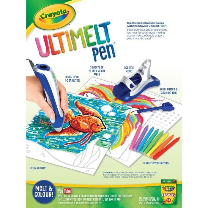 Crayola - Ultimelt Pen - Stylo à cire pour dessiner - 8 crayons de cire inclus