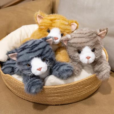 Brinquedo de Pelúcia de Gato Realista e Semelhante à Vida Animal de Pelúcia Macio Boneca de Gatinho Fofa para Crianças Adultos Decoração de Casa Presente Perfeito de Aniversário Natal