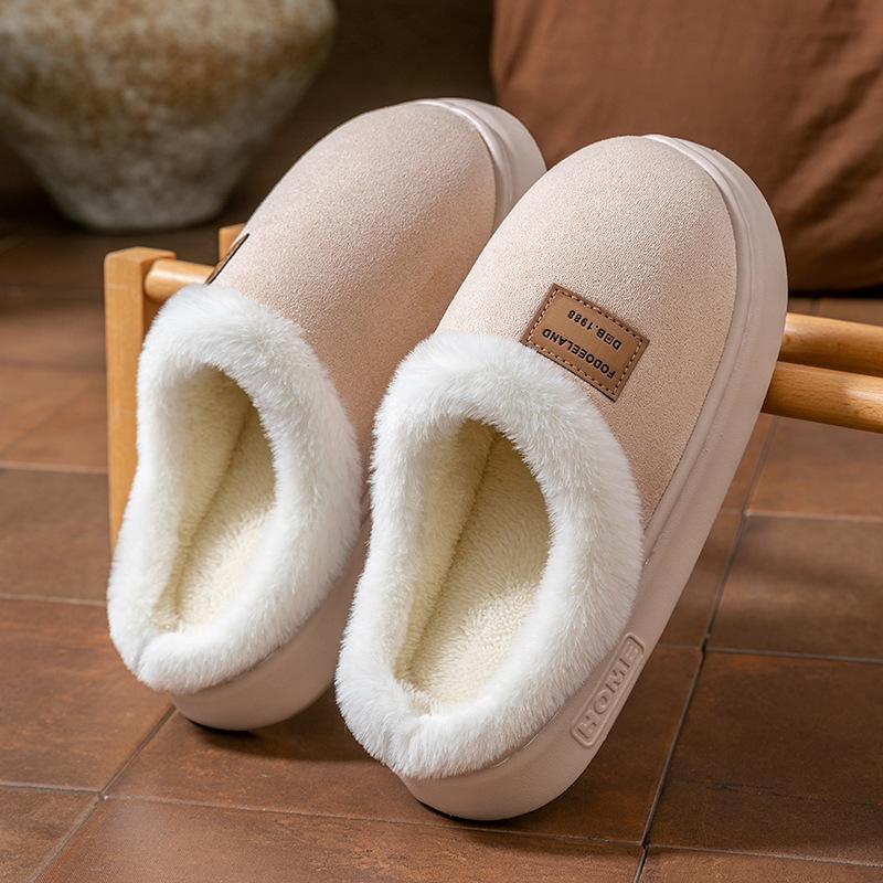 Simple Temperament Cotton Shoes Autumn and Winter Indoor Home Velvet EVA Sole, Couple Thick-soled Warm Cotton Slippers