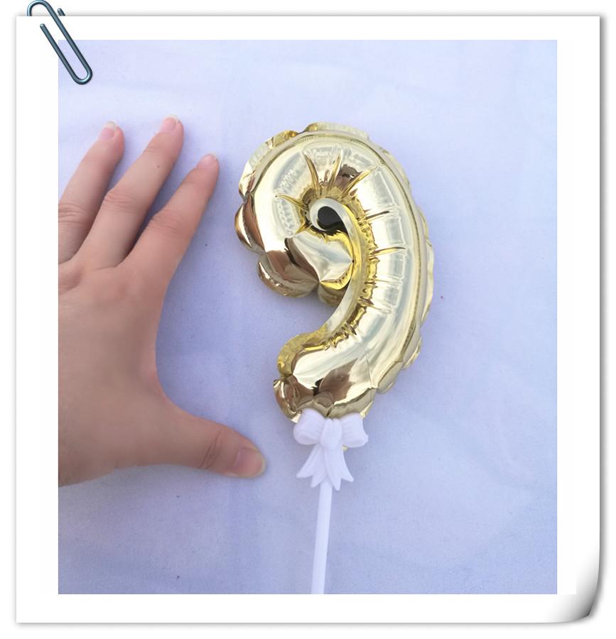 Balon din aluminiu auto-gonflabil de 14 cm cu număr, decor pentru tort, petrecere de aniversare 0-9 inserție.