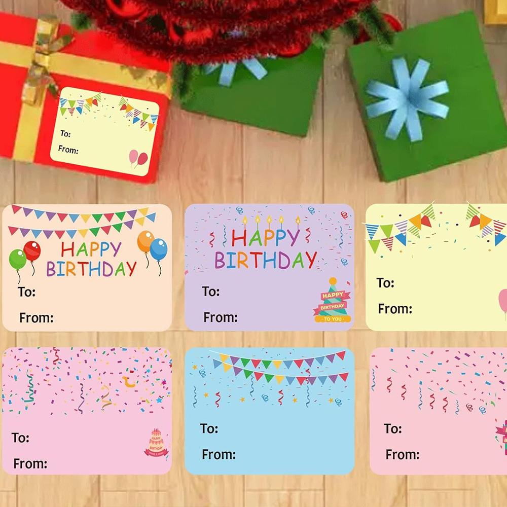 Happy Birthday Gift Tags Colorful Name Tags Stickers Party Favors Packages Seals Christmas Gift Box Bag Packaging Labels