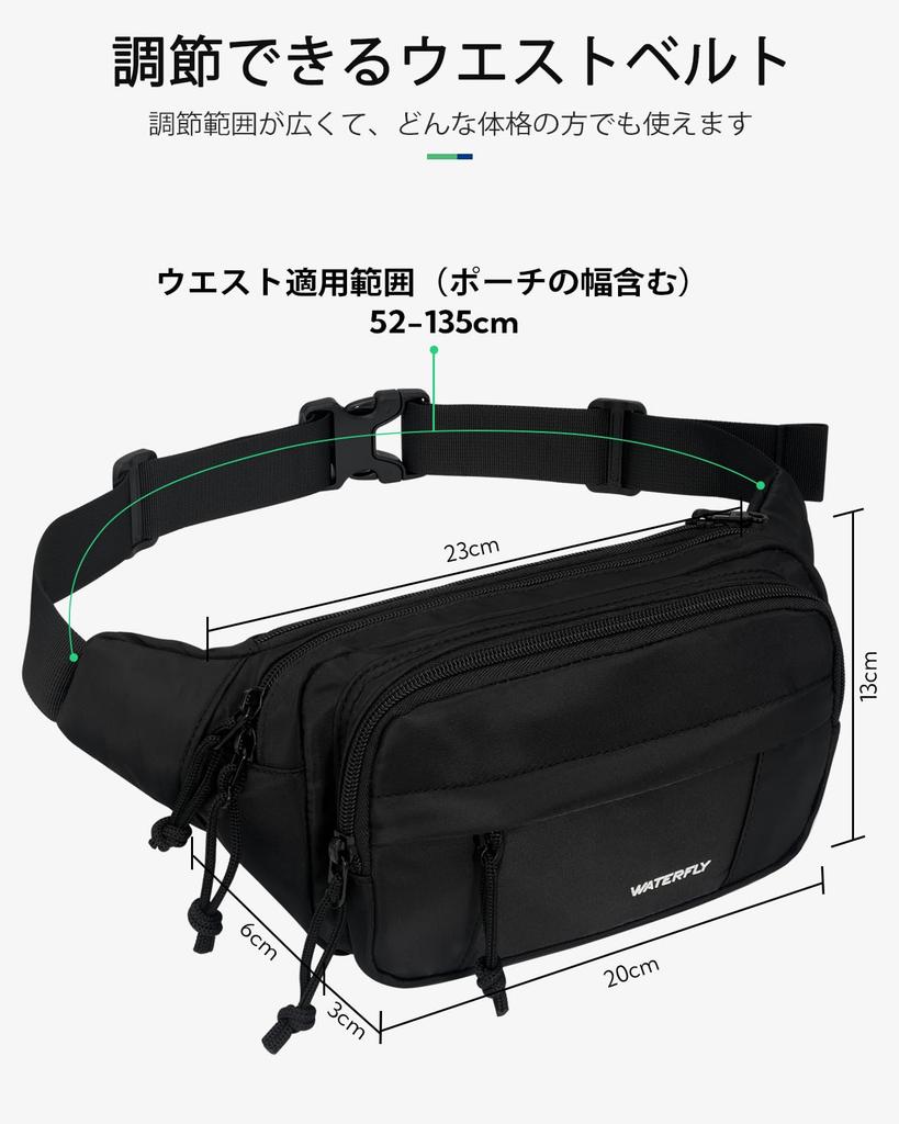 WATERFLY Waist Pouch for Men and Large Can Store Water Compatible with iPhone 15 Ideal for Outdoor and Gray with White Women, Capacity, Lightweight,