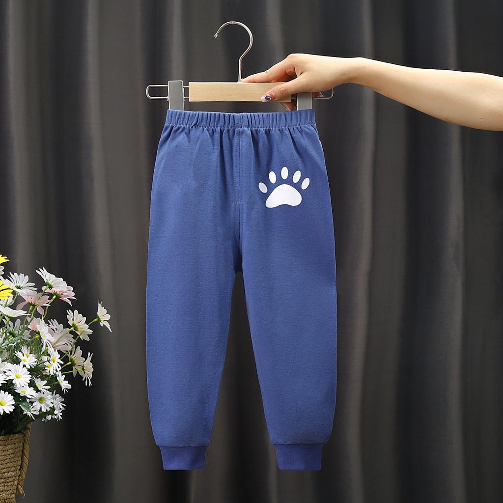 Kids' Autumn and Winter Harem Pants with Cute Cartoon Prints and Elastic Waistband