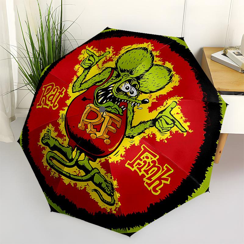 Rat Fink Sticker Decal Car Truck WindowLaptop Graphic Vinyl 5WideUmbrella, Portable 3-Fold Compact Umbrella for Men & Women Gift