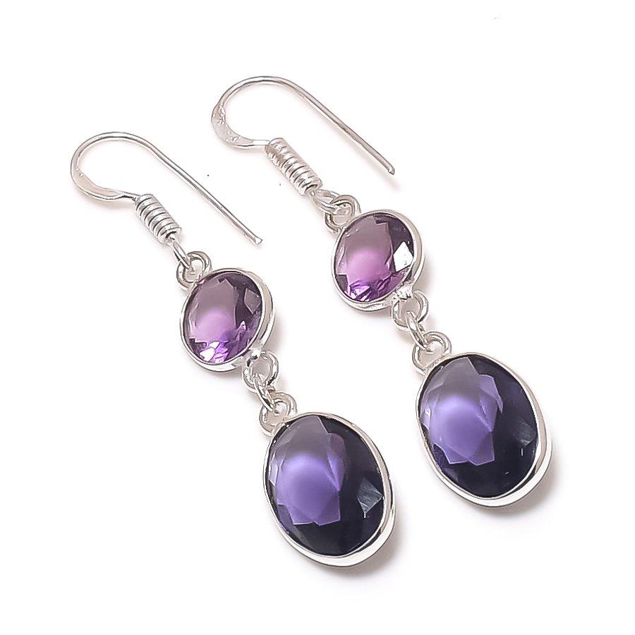 

Серьги из стерлингового серебра 925 пробы с натуральным аметистом 1,85 дюйма d0c33