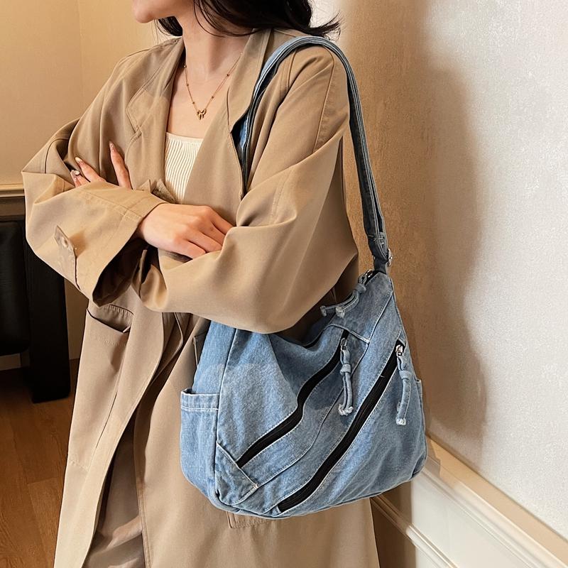 Women's Multi-Pocket Large Capacity Denim Bag Shoulder Crossbody Bag
