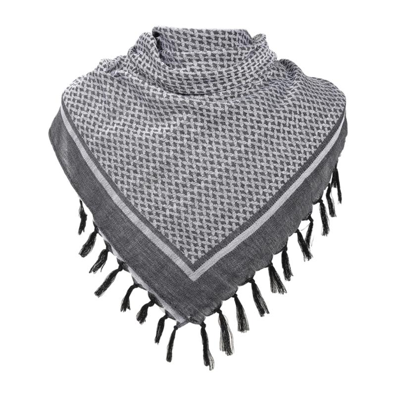 Geometric Pattern Fashion Shemagh Scarf with Tassels Desert Scarves Arabian Shawl Wrap Neckerchief Head Scarf for Men чёрный/белый