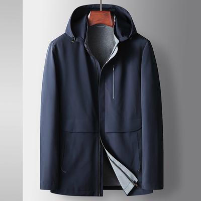 Autumn and Winter New Young and Middle-aged Business Hooded Detachable Stand-up Collar Casual Jacket Windproof Jacket