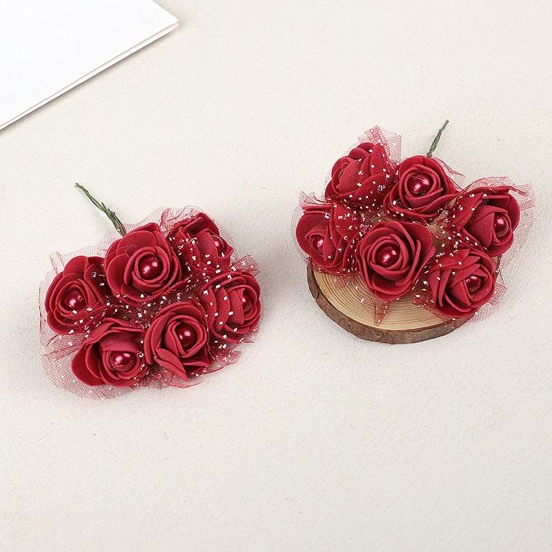 

Головка розы из пенопласта 4 см с жемчужиной Искусственные мини-цветы для свадебного букета невесты Домашнее украшение DIY Венок Рукоделие Подарки для вечеринки 12pcs вино красного