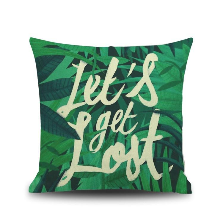 Small Fresh Green Abstract Animal Digital Printed Linen Pillow Nap Office Cushion Pillow Cover
