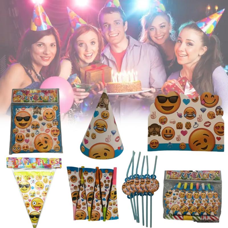 Emoji Party Tableware Set With Disposable Plates Cups Napkins And Tablecloth For Holiday Celebrations