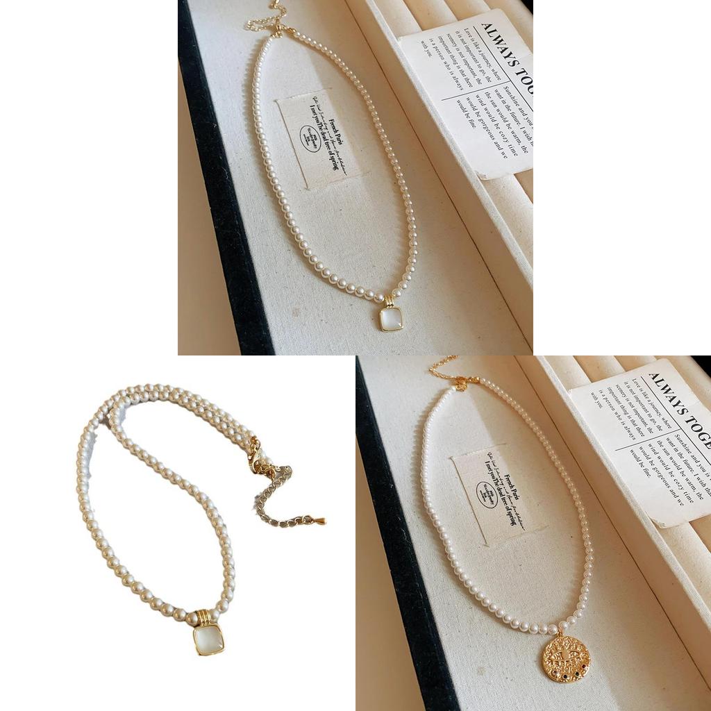 Classic Gold Plated Geometric Pearl Necklace For Elegant Women Summer Fashion Jewelry