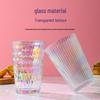 Dazzling Raindrop Glass Cup - Vertical Stripe, Heat-Resistant, Transparent, Thickened, Ins Style.