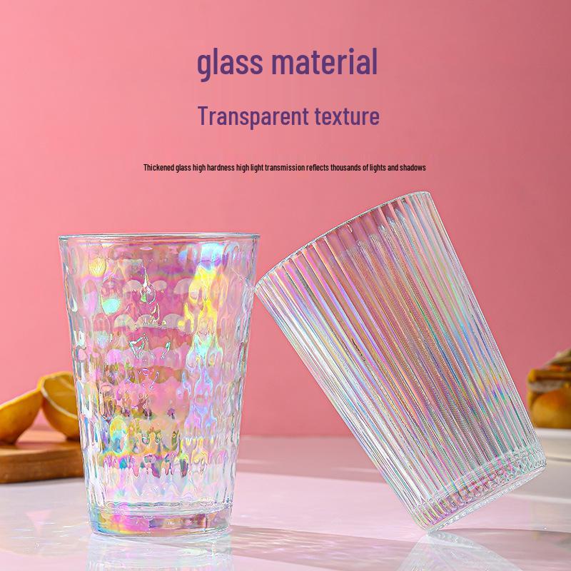 Dazzling Raindrop Glass Cup - Vertical Stripe, Heat-Resistant, Transparent, Thickened, Ins Style.