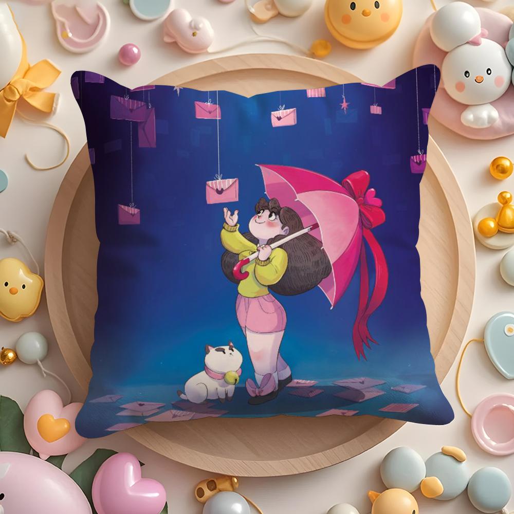 B-Bee And P-Puppycat Cushion Cover Short Plush Double-Sided Printing Home Machine Washable In Warm Winter Pillow Case