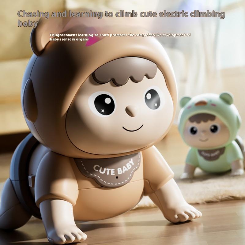 1 kus Batole Učí se lézt Vzdělávací Pohyblivá Hračka Elektrická Panenka pro Miminka Lezoucí Hračky se Zvukem Pro 0-12 Měsíců Dárek
