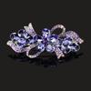 Clip de Primavera de Circonita Blanca Flor de Pedrería Brillante Clip Superior Clip Horizontal Elegante Adorno para el Cabello de Moda para Madres