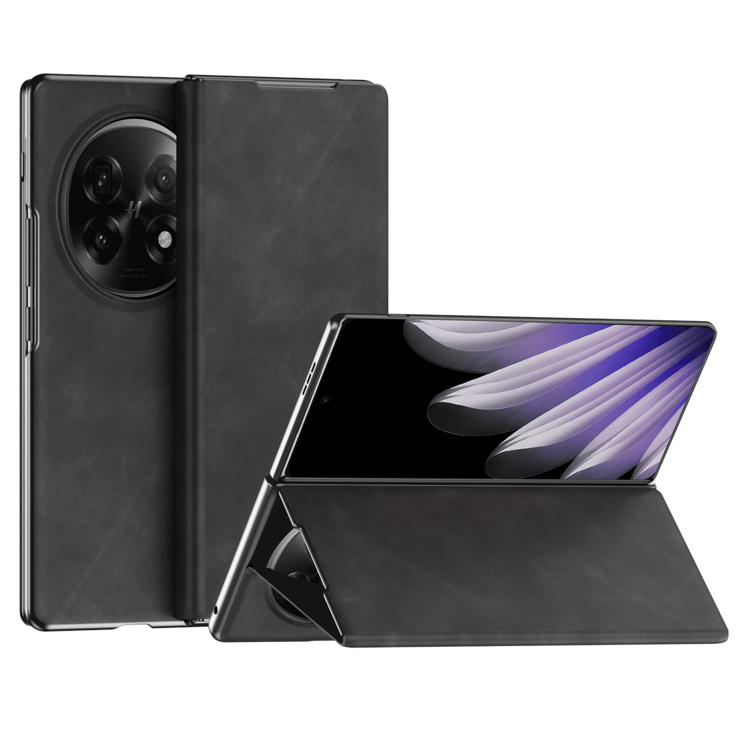 

Для Oppo Find N5 5G Чохол Протиударний Стенд Шкіряний Чохол для Телефону Black