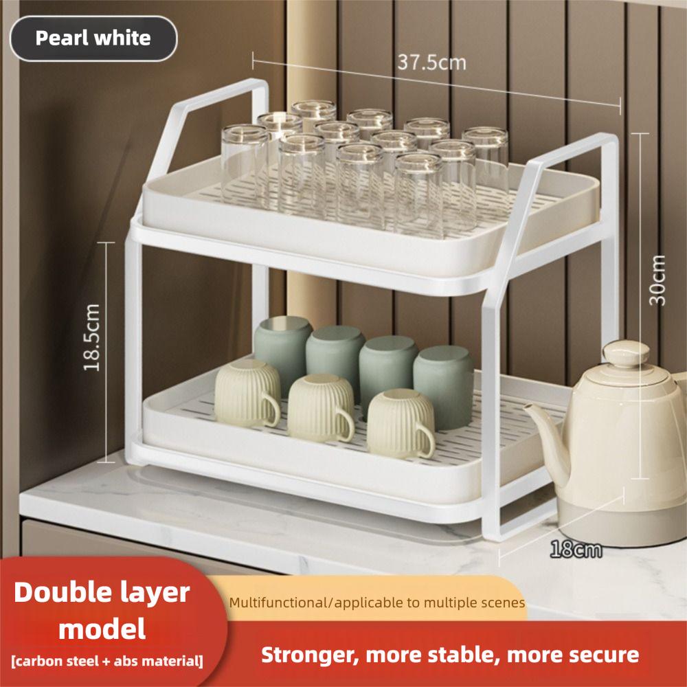 With Drip Tray Countertop Storage Rack Plastic + Carbon Steel Wine Glasses Holder  Bathroom