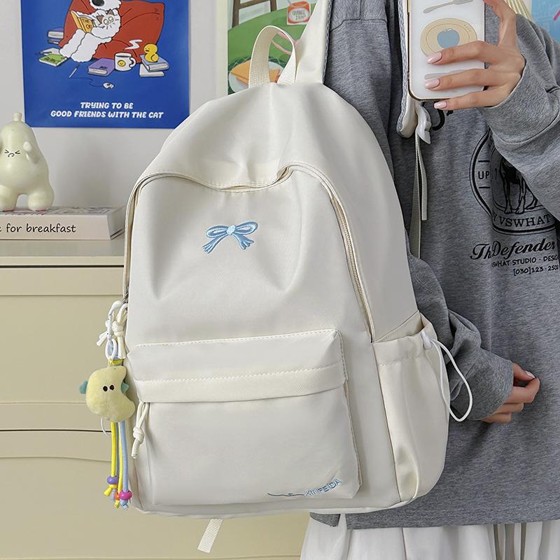 Schoolbag Japanese Simple Soft Girl Schoolbag Campus Fashion Solid Color Backpack High Value Versatile Lightweight Travel Backpack